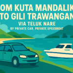 From Kuta Mandalika  To Gili Trawangan via Teluk Nare by Private car, Private Speedboat