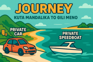 From Kuta Mandalika  To Gili Meno via Teluk Nare by Private car, Private Speedboat