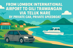 From Lombok International Airport To Gili Trawangan via Teluk Nare by Private car, Private Speedboat