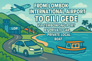 From Lombok International Airport To Gili Gede  via Tembowong Port by Private car, Private Local Boat