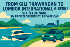 From Gili Trawangan To Lombok International Airport (LOP) via Teluk Nare by Private Speedboat, Private car
