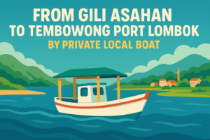 From Gili Asahan To Tembowong Port Lombok via Perjalanan langsung menuju tujuan tanpa transit by Private Local Boat