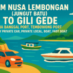 From Nusa Lembongan (Jungut Batu) To Gili Gede via Bangsal Port, Tembowong Port by Private car, Private Local Boat, Fast Boat